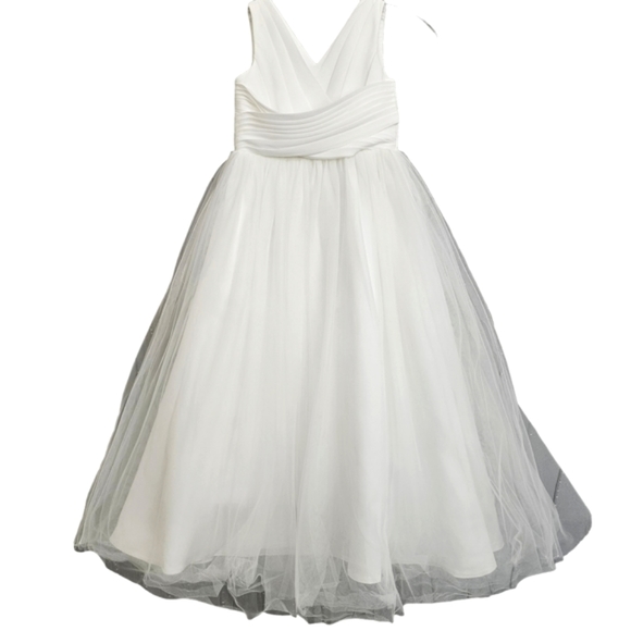 Nwot Girls Treasure White Chiffon/Tulle Full Skirt Sleeveless Flower Girl Gown - Picture 7 of 16